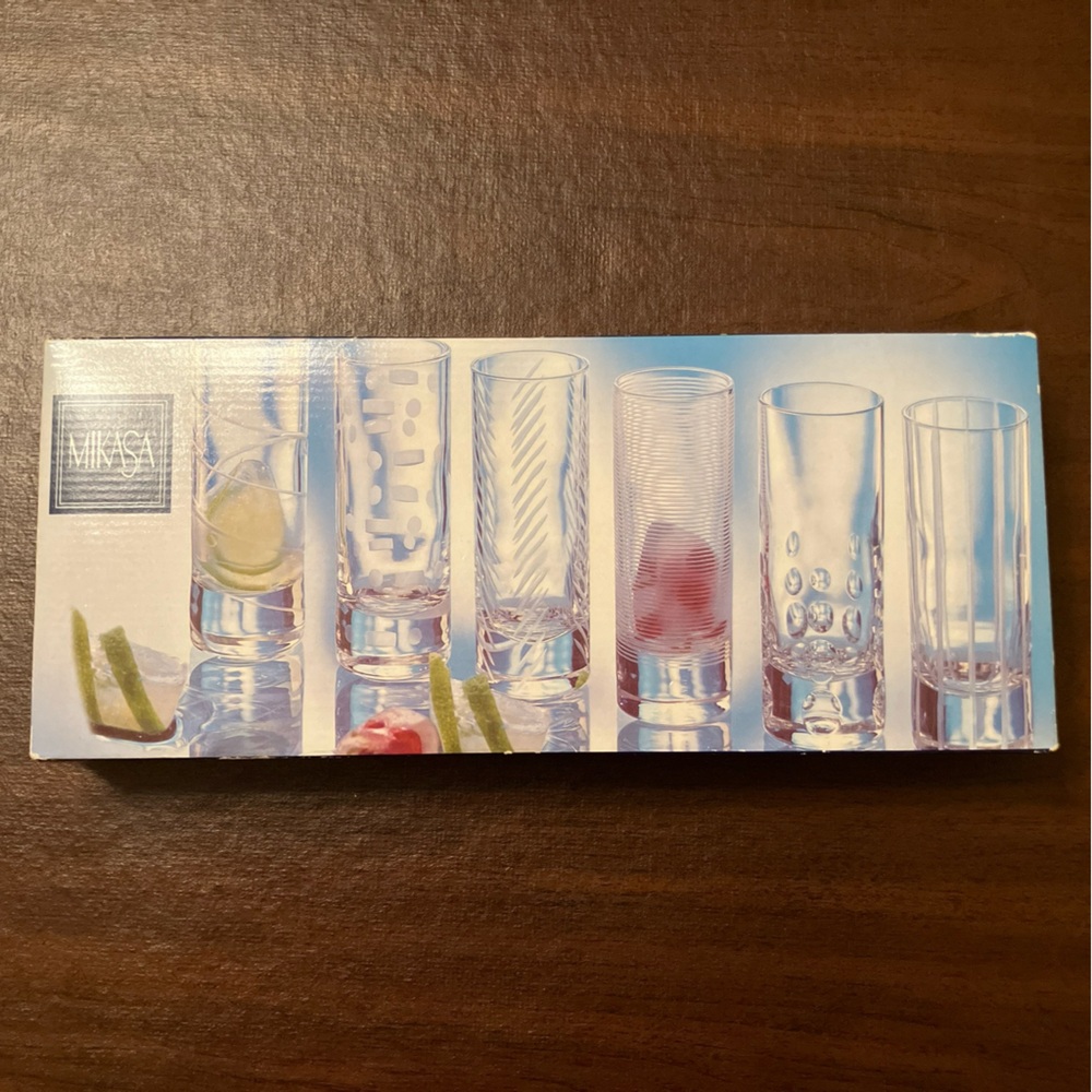 Mikasa Etched Shot Glasses Set of 6 Open Box